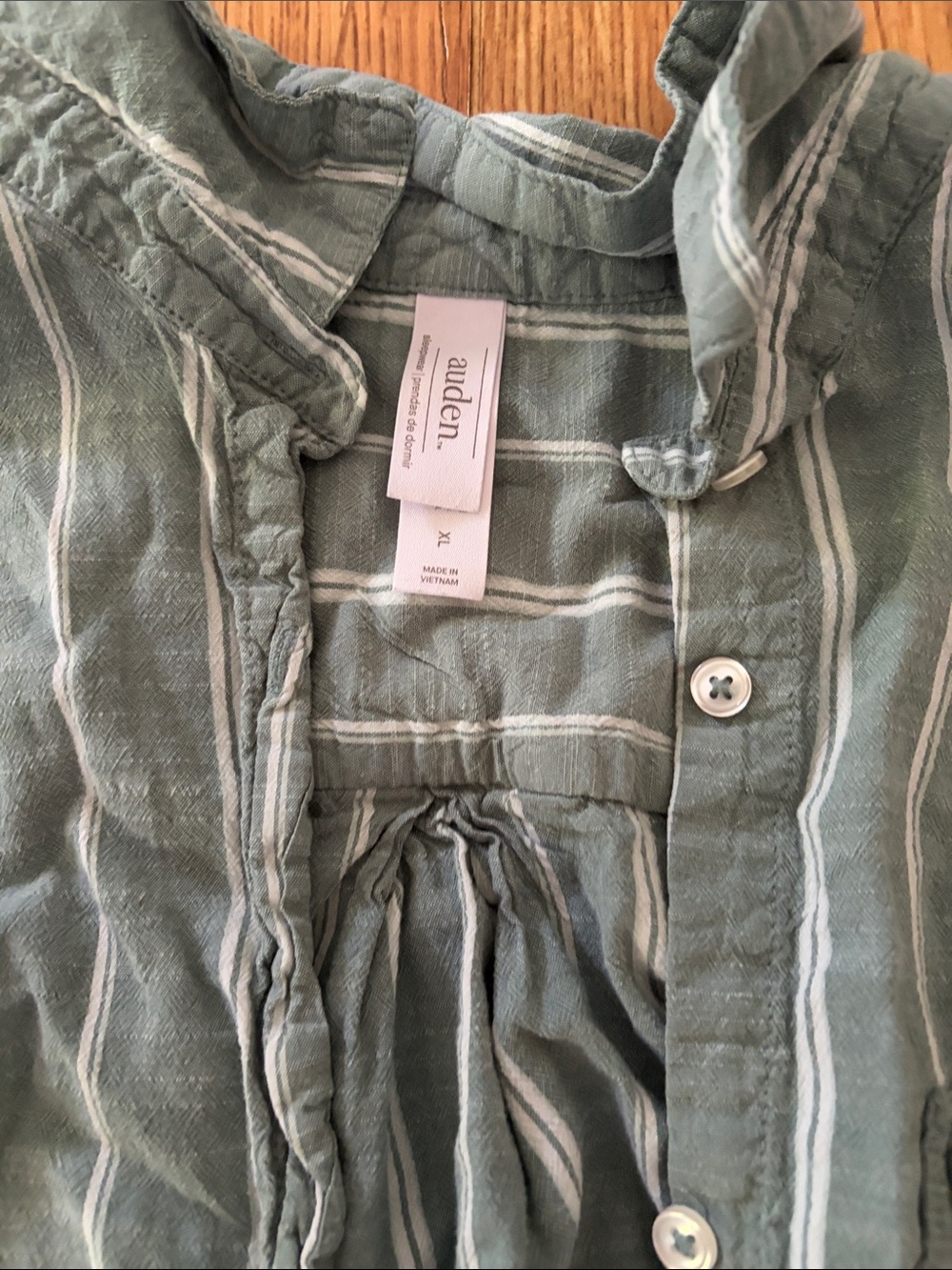 Auden Striped Wide-Leg Drawstring Pants & Long sleeve top - Olive Green & white - Picture 4 of 5